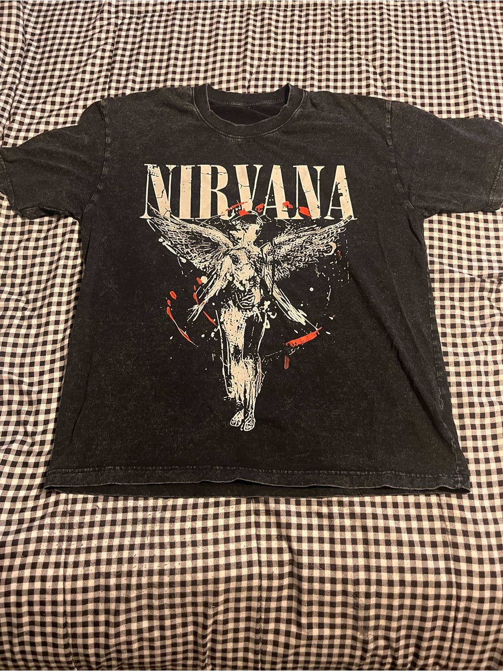 Nirvana Black Vintage-Style Band Tee large